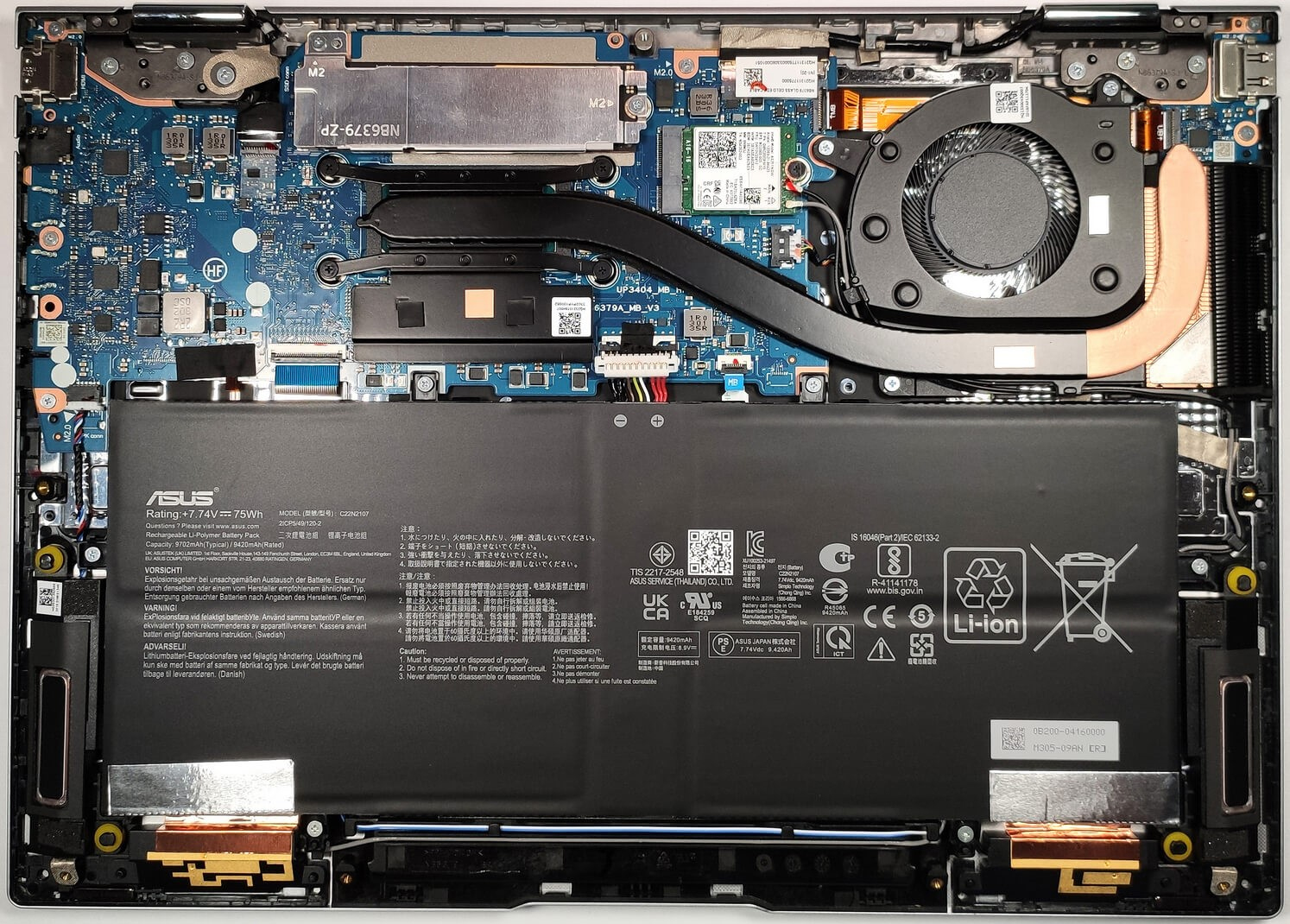 Internal Photo of ASUS Zenbook 14 FIip UP3404V UP3404 LCD Rear Top Lid Back Cover A case blue (ASUS UP3404)
